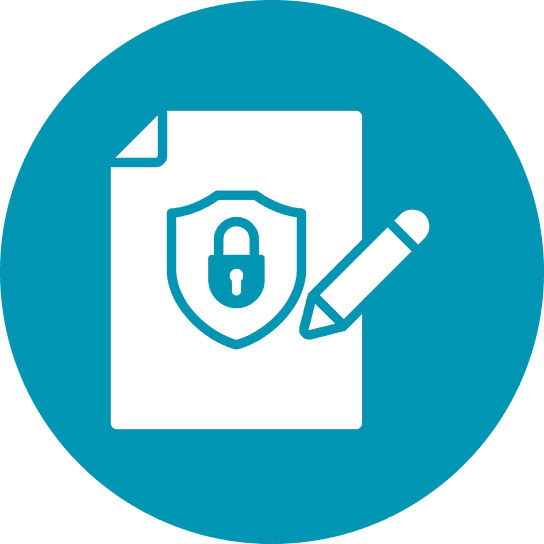 Privacy document with shield and pen.