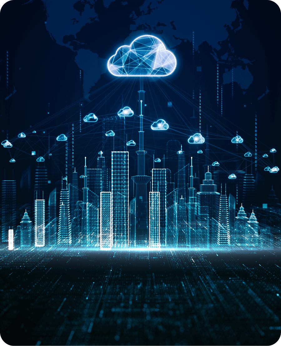 Digital cityscape with cloud technology
