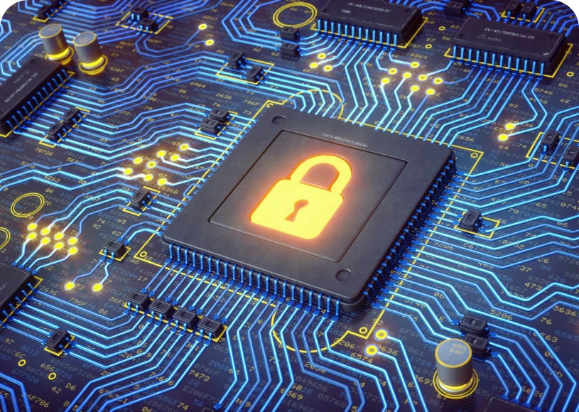 Secure circuit board with lock symbol