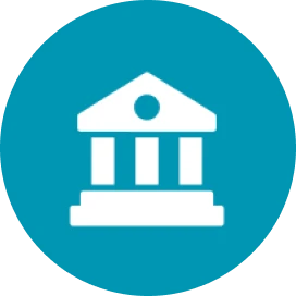 Bank icon on blue background